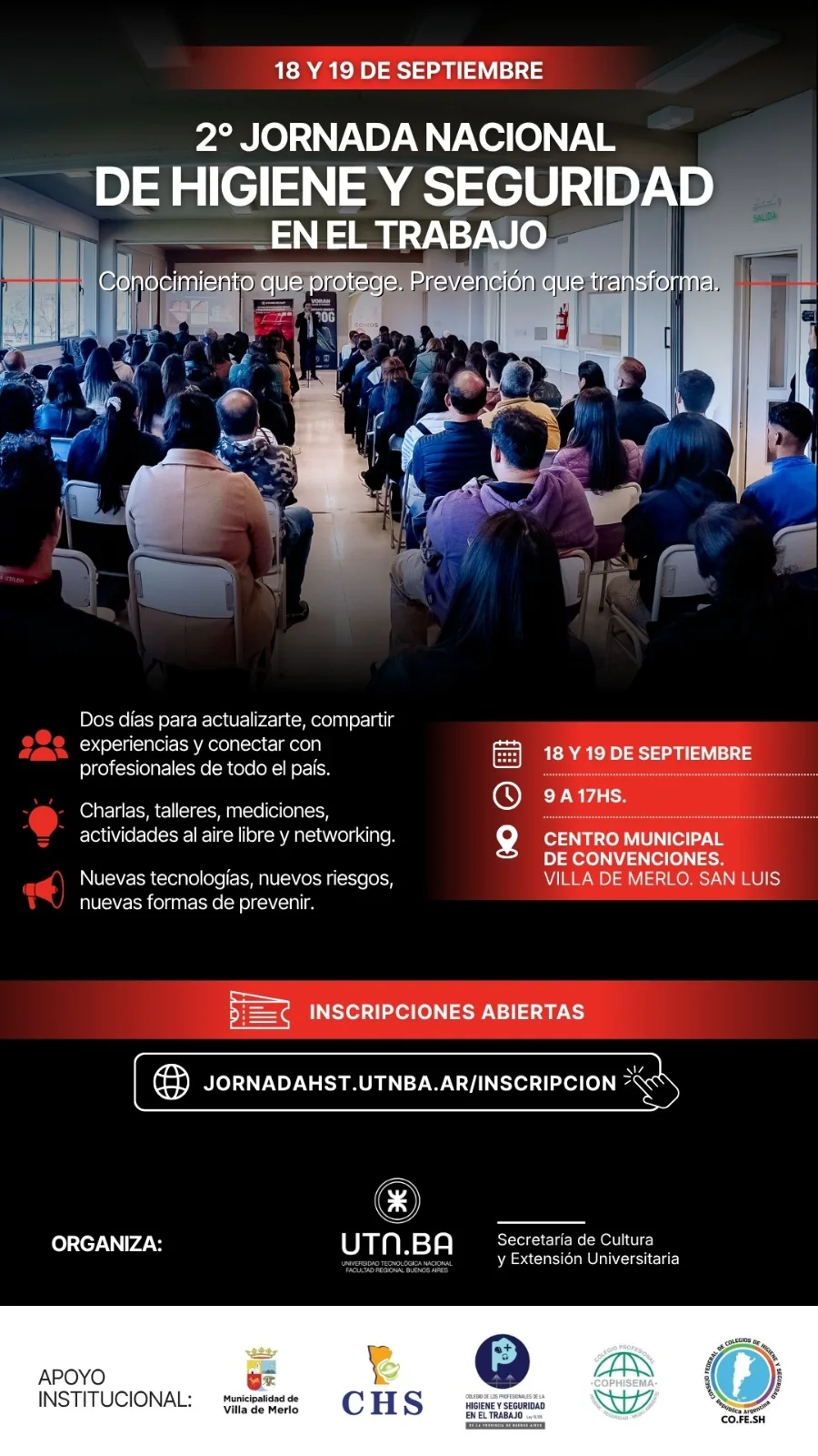 Afiche de la 2.ª Jornada Nacional de Higiene y Seguridad en Villa de Merlo, San Luis